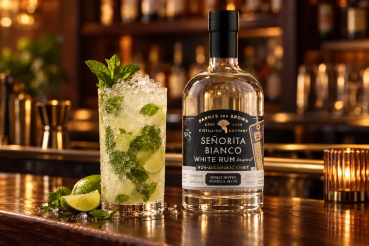 Non-Alcoholic Mojito made with Barnes & Brown Señorita Bianco alcohol-free white rum