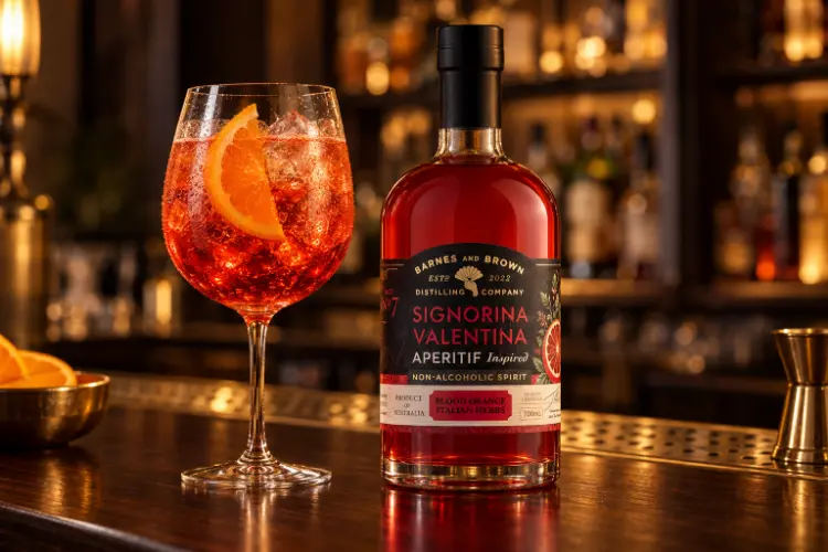 Non-Alcoholic Spritz made with Barnes & Brown Signorina Valentina alcohol-free aperitif